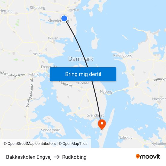 Bakkeskolen Engvej to Rudkøbing map