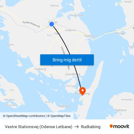 Vestre Stationsvej (Odense Letbane) to Rudkøbing map