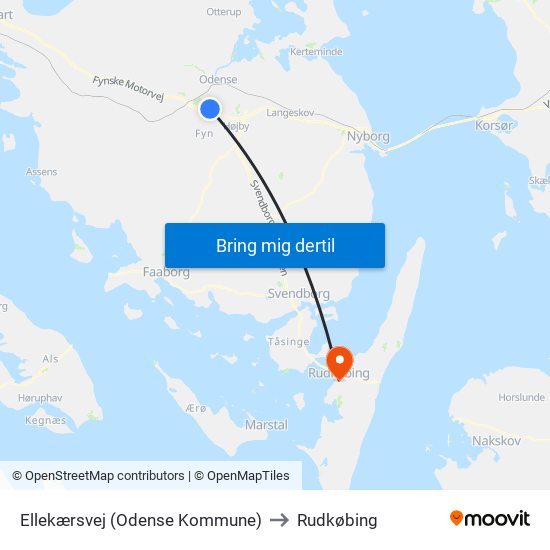 Ellekærsvej (Odense Kommune) to Rudkøbing map