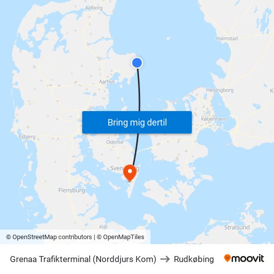 Grenaa Trafikterminal (Norddjurs Kom) to Rudkøbing map