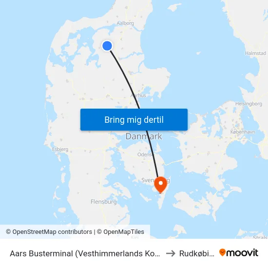 Aars Busterminal (Vesthimmerlands Komm.) to Rudkøbing map