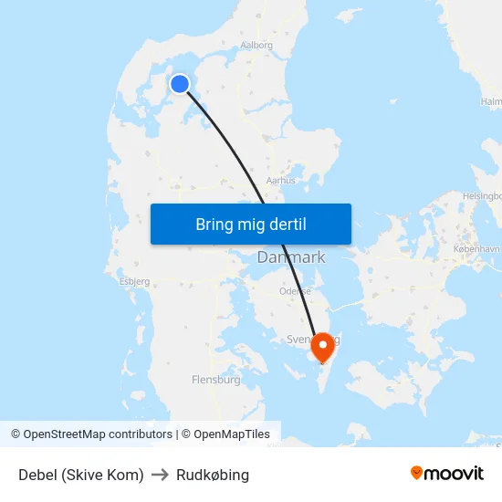 Debel (Skive Kom) to Rudkøbing map