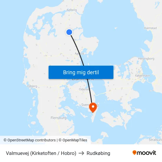 Valmuevej (Kirketoften / Hobro) to Rudkøbing map