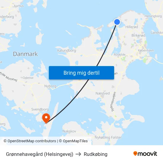 Grønnehavegård (Helsingevej) to Rudkøbing map