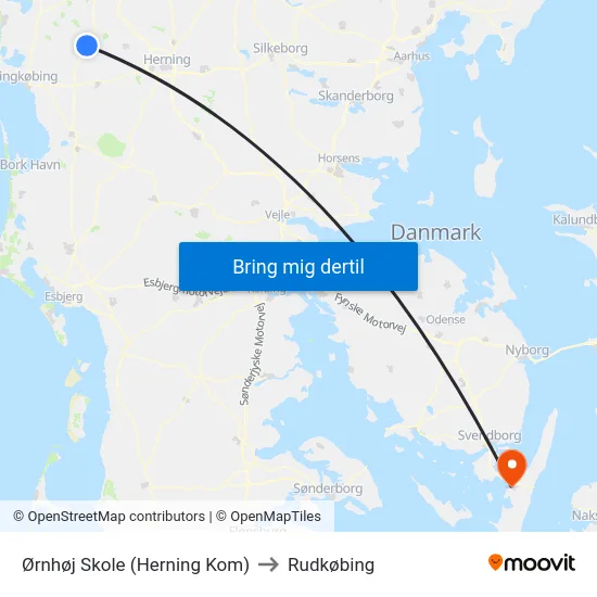 Ørnhøj Skole (Herning Kom) to Rudkøbing map