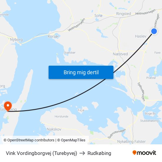 Vink Vordingborgvej (Turebyvej) to Rudkøbing map