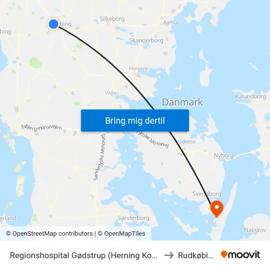 Regionshospital Gødstrup (Herning Kom) to Rudkøbing map