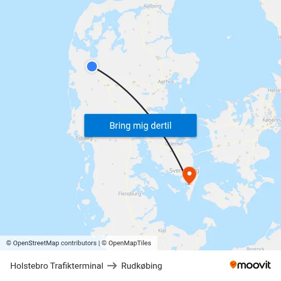 Holstebro Trafikterminal to Rudkøbing map