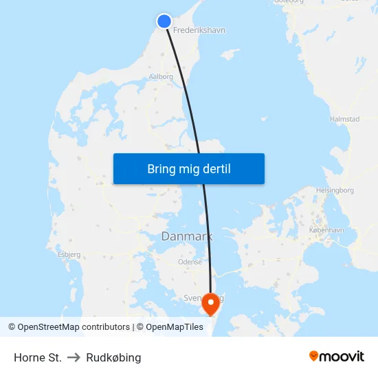 Horne St. to Rudkøbing map