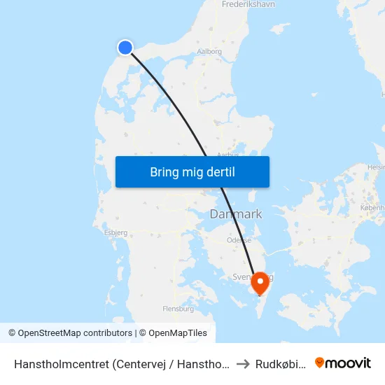 Hanstholmcentret (Centervej / Hanstholm) to Rudkøbing map