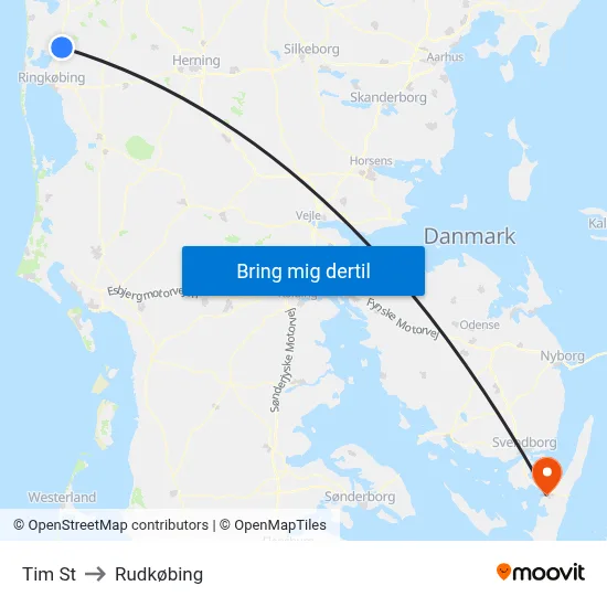 Tim St to Rudkøbing map