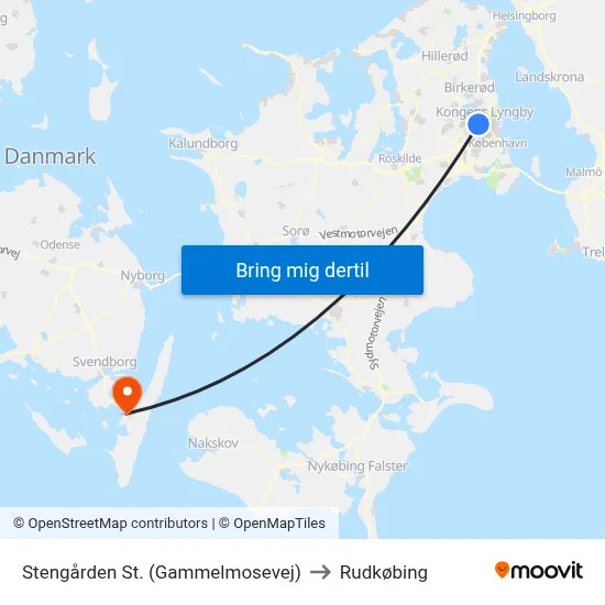 Stengården St. (Gammelmosevej) to Rudkøbing map