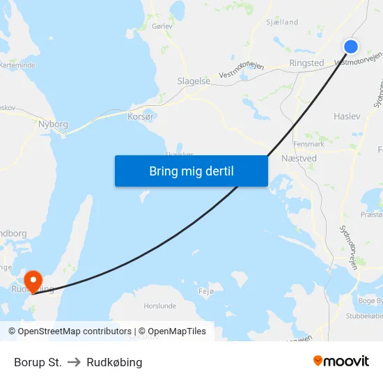 Borup St. to Rudkøbing map