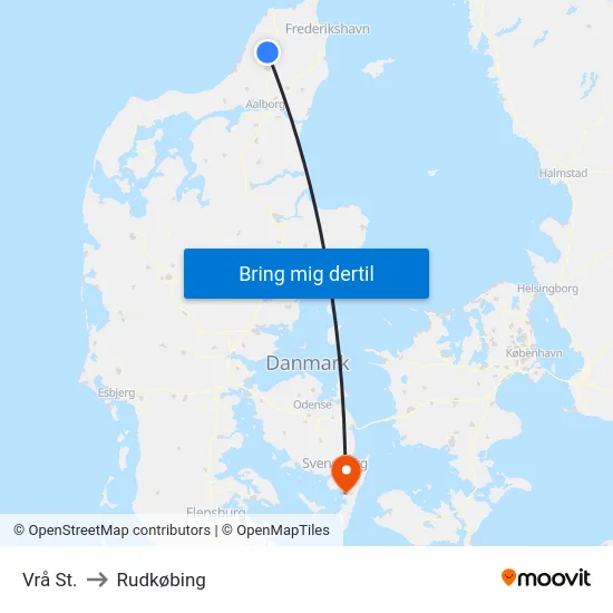 Vrå St. to Rudkøbing map