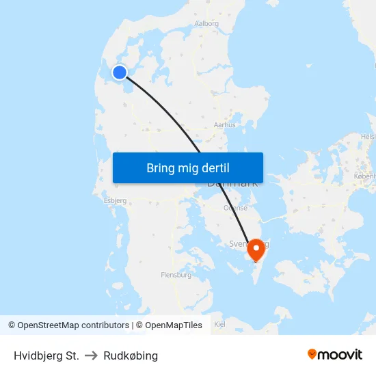 Hvidbjerg St. to Rudkøbing map