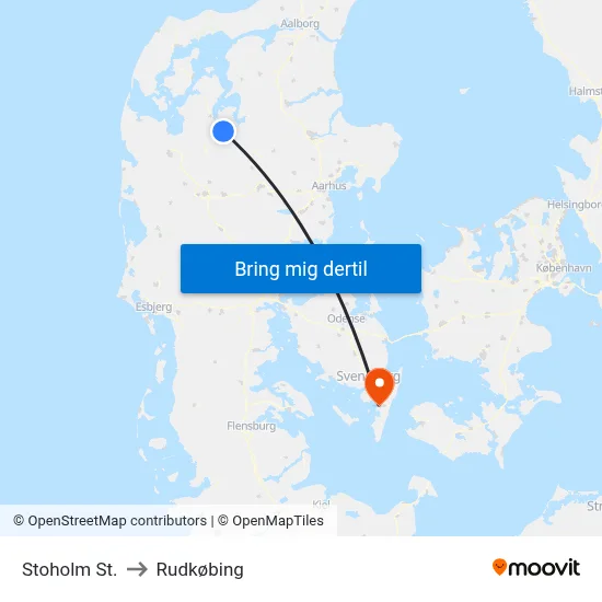 Stoholm St. to Rudkøbing map