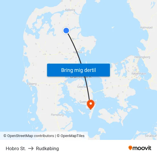Hobro St. to Rudkøbing map