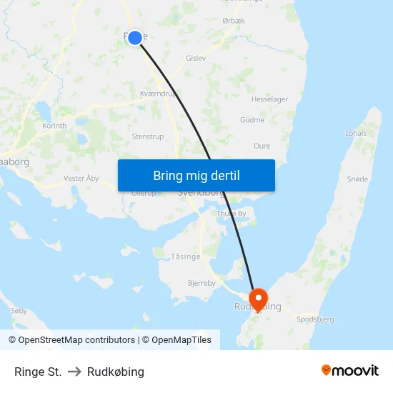 Ringe St. to Rudkøbing map