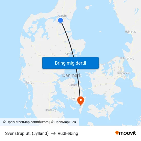 Svenstrup St. (Jylland) to Rudkøbing map