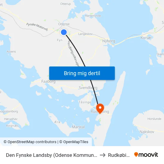 Den Fynske Landsby (Odense Kommune) to Rudkøbing map
