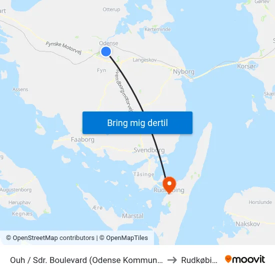Ouh / Sdr. Boulevard (Odense Kommune) to Rudkøbing map