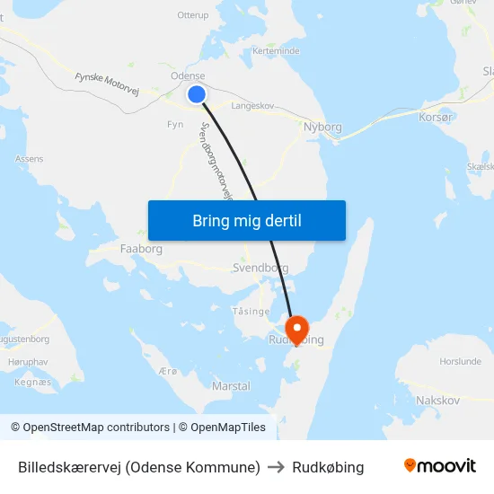 Billedskærervej (Odense Kommune) to Rudkøbing map