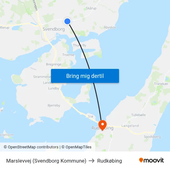 Marslevvej (Svendborg Kommune) to Rudkøbing map