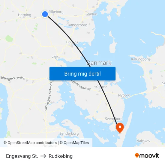 Engesvang St. to Rudkøbing map