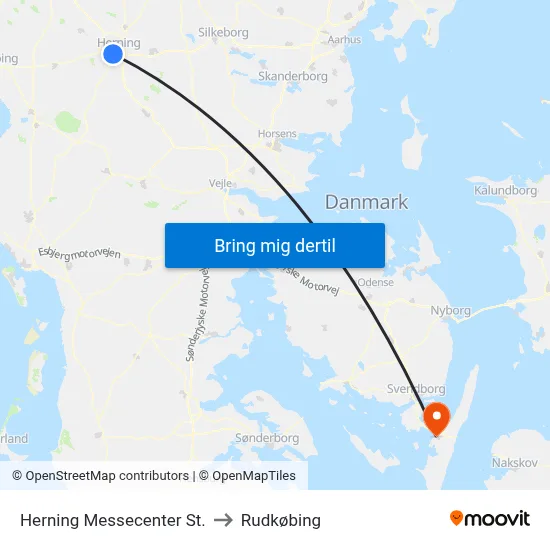 Herning Messecenter St. to Rudkøbing map