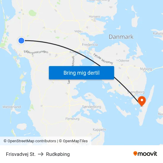 Frisvadvej St. to Rudkøbing map