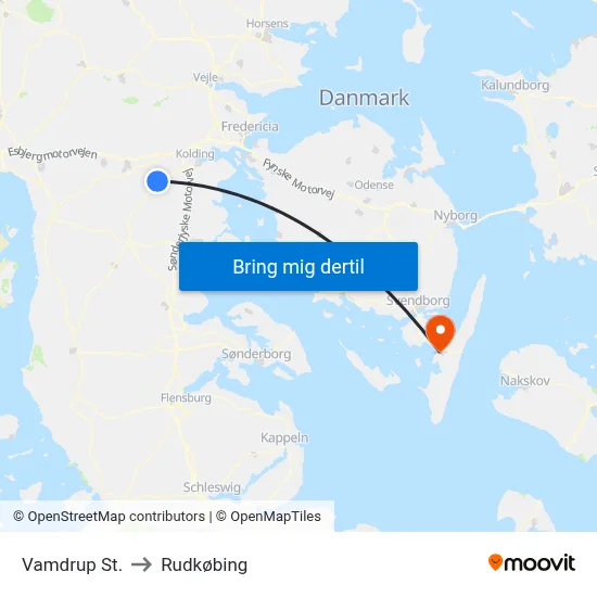 Vamdrup St. to Rudkøbing map