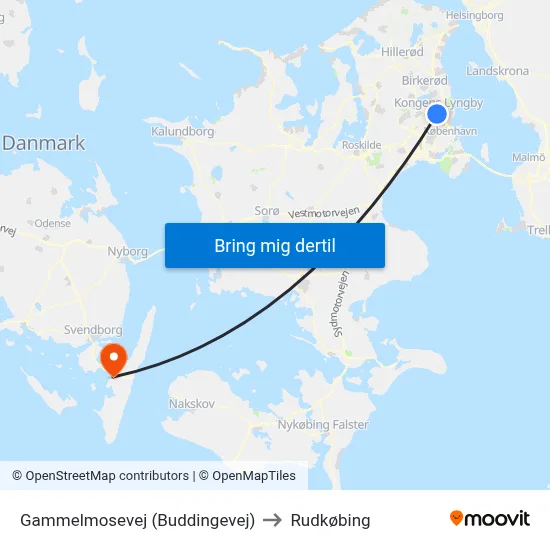 Gammelmosevej (Buddingevej) to Rudkøbing map