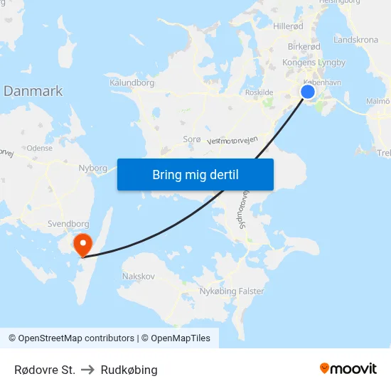 Rødovre St. to Rudkøbing map