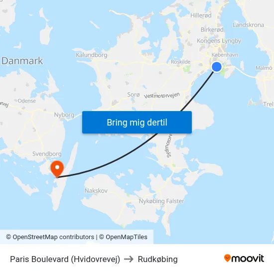 Paris Boulevard (Hvidovrevej) to Rudkøbing map