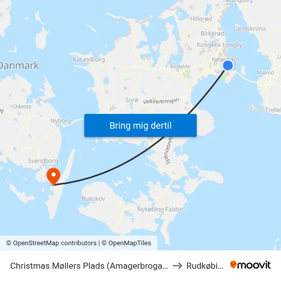 Christmas Møllers Plads (Amagerbrogade) to Rudkøbing map