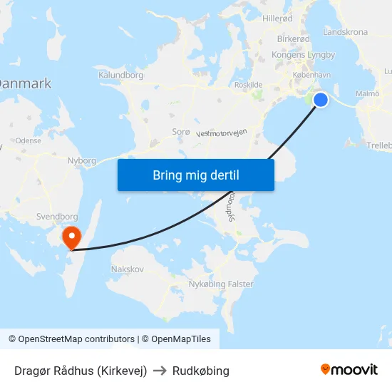 Dragør Rådhus (Kirkevej) to Rudkøbing map