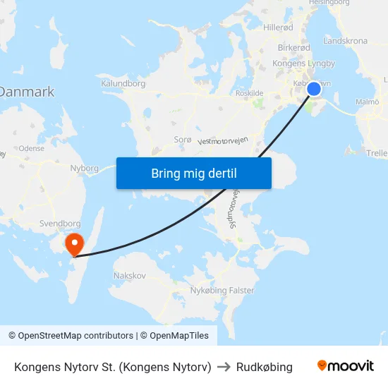 Kongens Nytorv St. (Kongens Nytorv) to Rudkøbing map