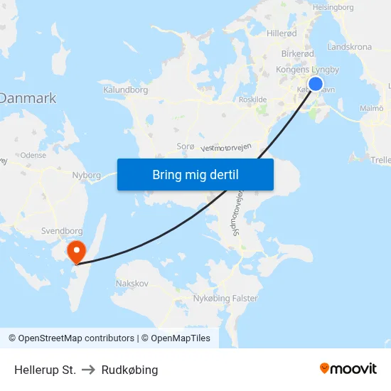 Hellerup St. to Rudkøbing map