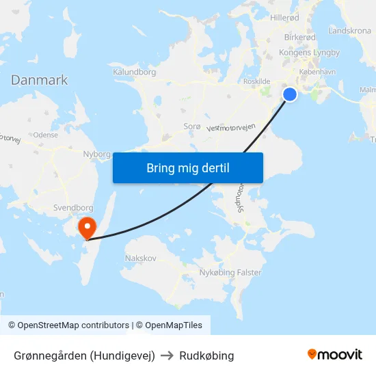 Grønnegården (Hundigevej) to Rudkøbing map