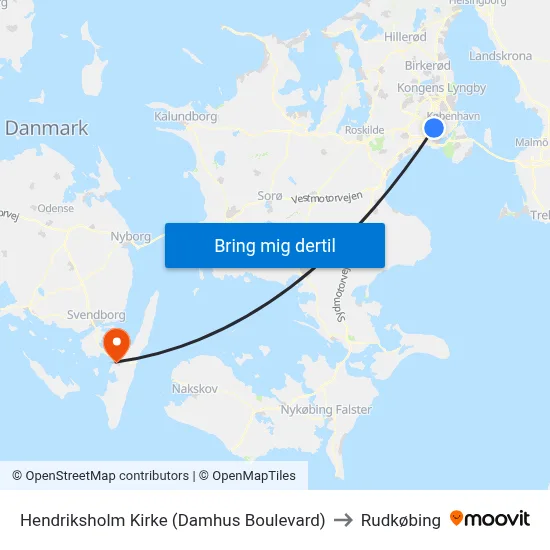 Hendriksholm Kirke (Damhus Boulevard) to Rudkøbing map