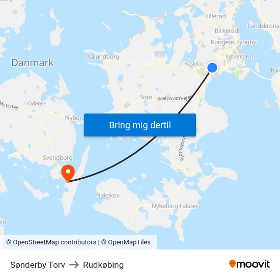 Sønderby Torv to Rudkøbing map