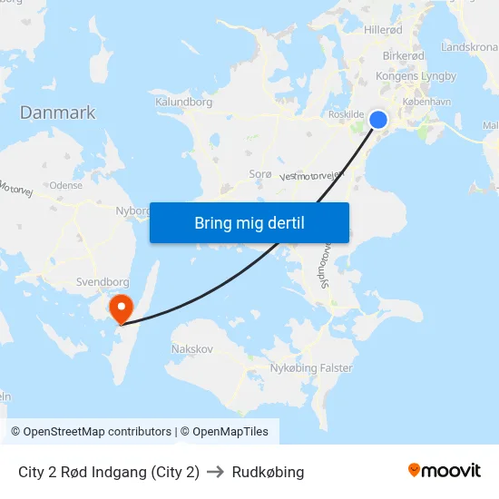 City 2 Rød Indgang (City 2) to Rudkøbing map
