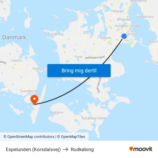 Espelunden (Korsdalsvej) to Rudkøbing map
