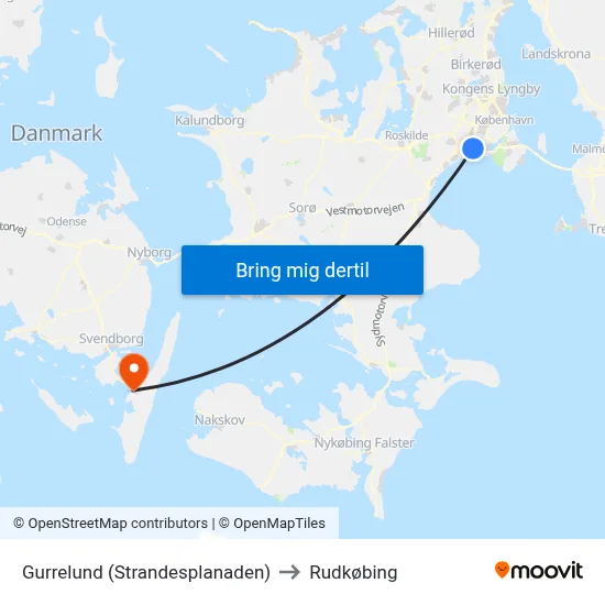 Gurrelund (Strandesplanaden) to Rudkøbing map