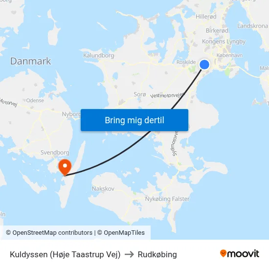 Kuldyssen (Høje Taastrup Vej) to Rudkøbing map