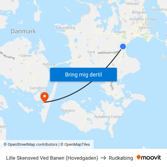 Lille Skensved Ved Banen (Hovedgaden) to Rudkøbing map