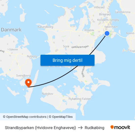 Strandbyparken (Hvidovre Enghavevej) to Rudkøbing map