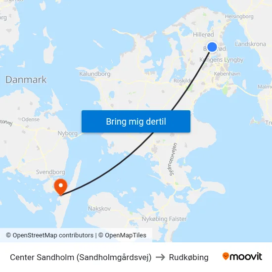 Center Sandholm (Sandholmgårdsvej) to Rudkøbing map