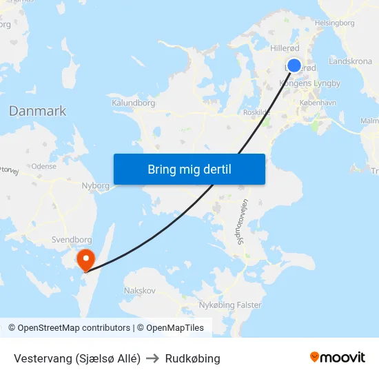 Vestervang (Sjælsø Allé) to Rudkøbing map