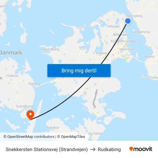 Snekkersten Stationsvej (Strandvejen) to Rudkøbing map